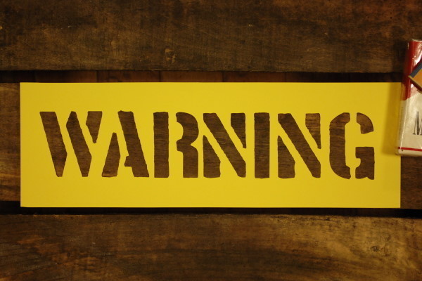 ワーニング ワンシート ステンシル 文字型紙 ◆ Warning 警告 注意 予告 A4-1_画像1