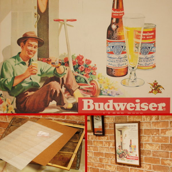 バドワイザー 復刻広告 B4 額縁 セット ◆ Budweiser ビール 1951 B4-282_画像2