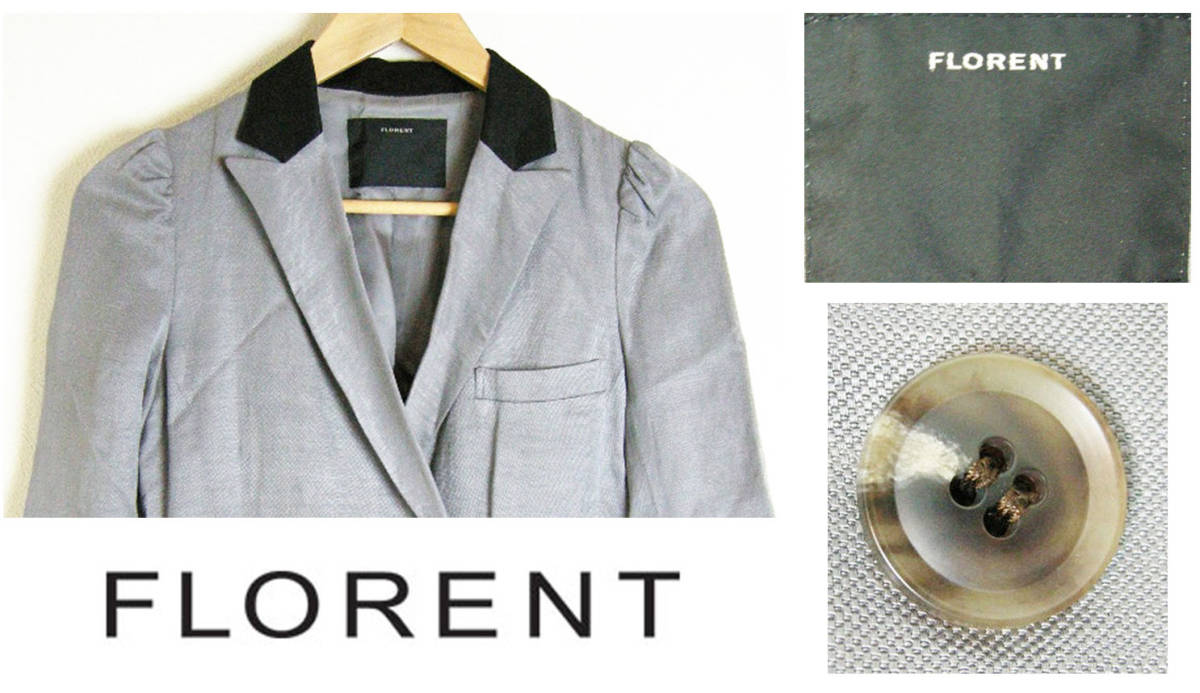 #FLORENT[ Florent ] gray black collar flax jacket 