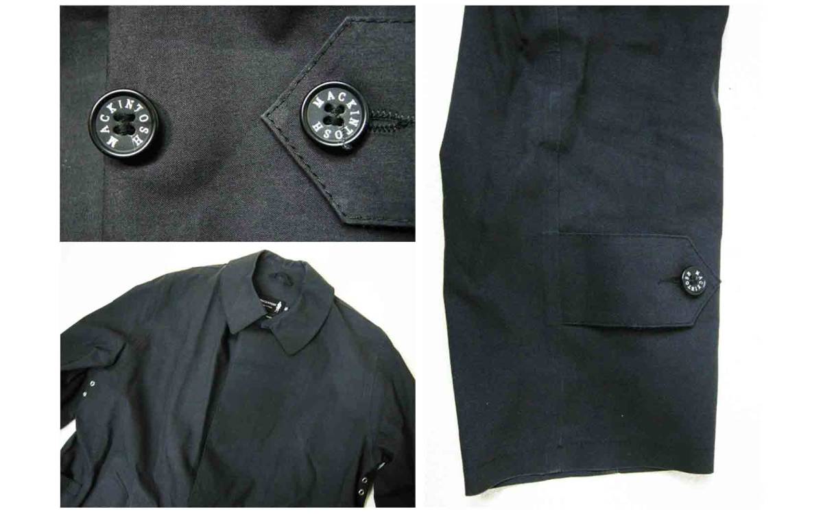 □MACKINTOSH【マッキントッシュ】 黒 ゴム引 ステンカラー コート 40