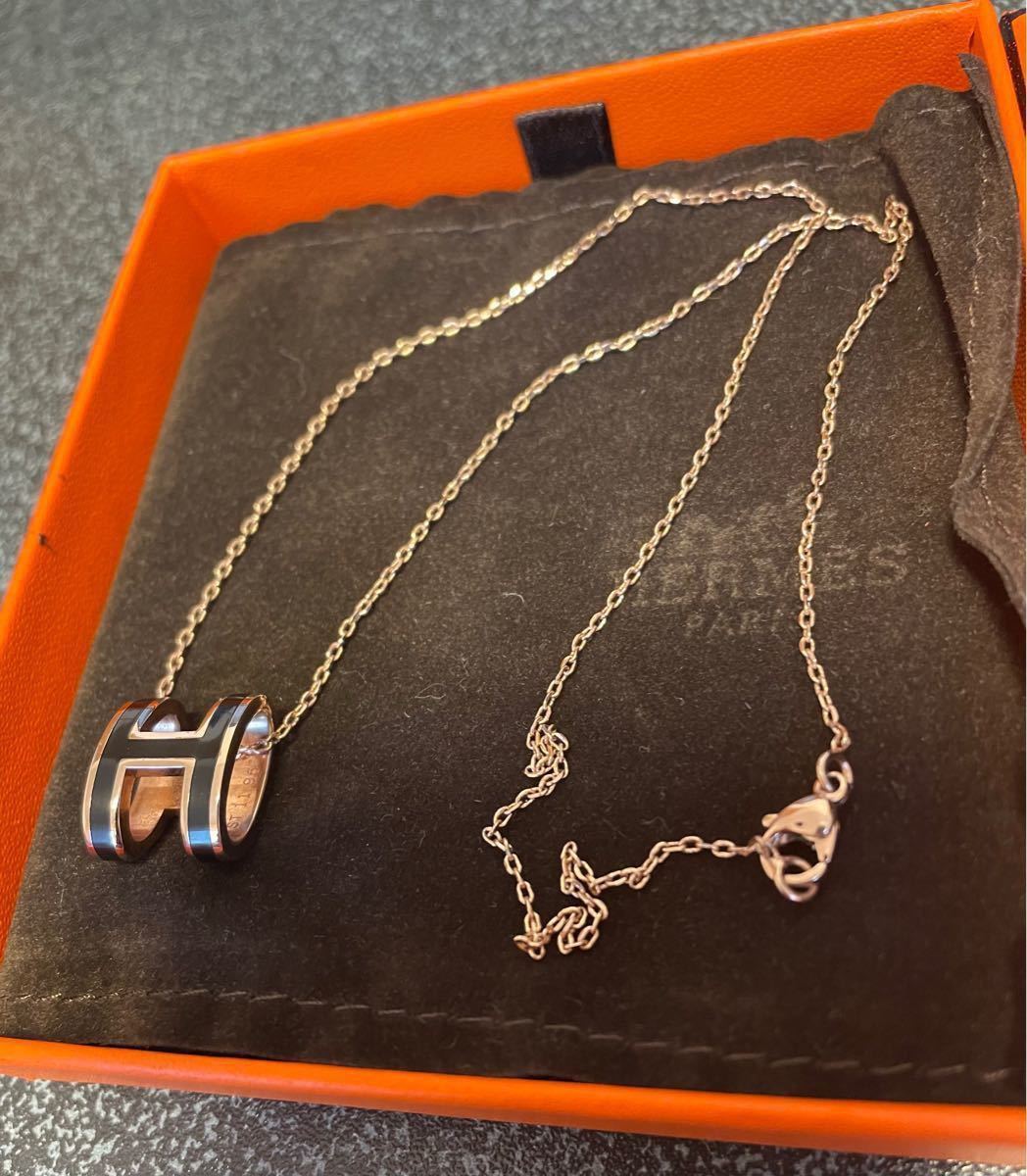 HERMES エルメス ポップ H ネックレス ブラック×ゴールド | contifarma.pe