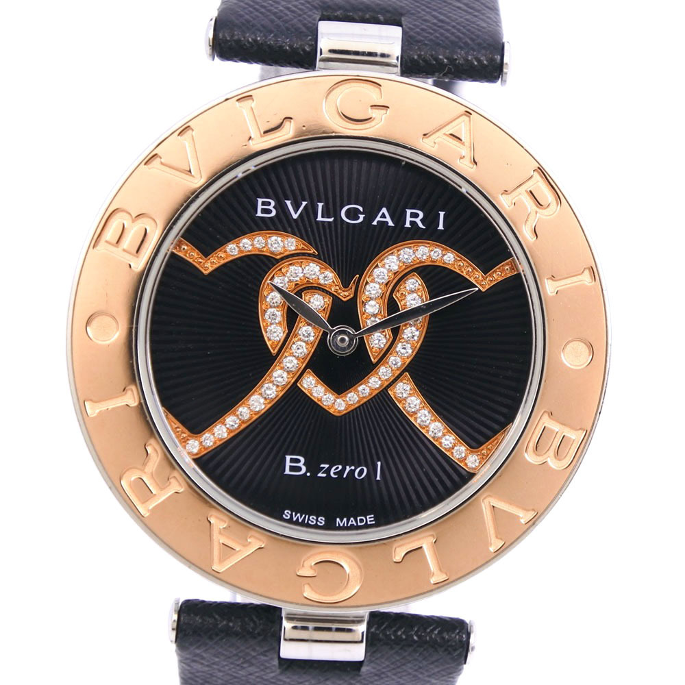 38％割引【安心発送】 BVLGARI ブルガリ Bzero1 ダイヤ BZP35S 腕時計 SS×PG×レザー クオーツ アナログ表示 レディース  黒文字盤【53310424】中古 ブルガリ ブランド腕時計 アクセサリー、時計-AATHAAR.NET