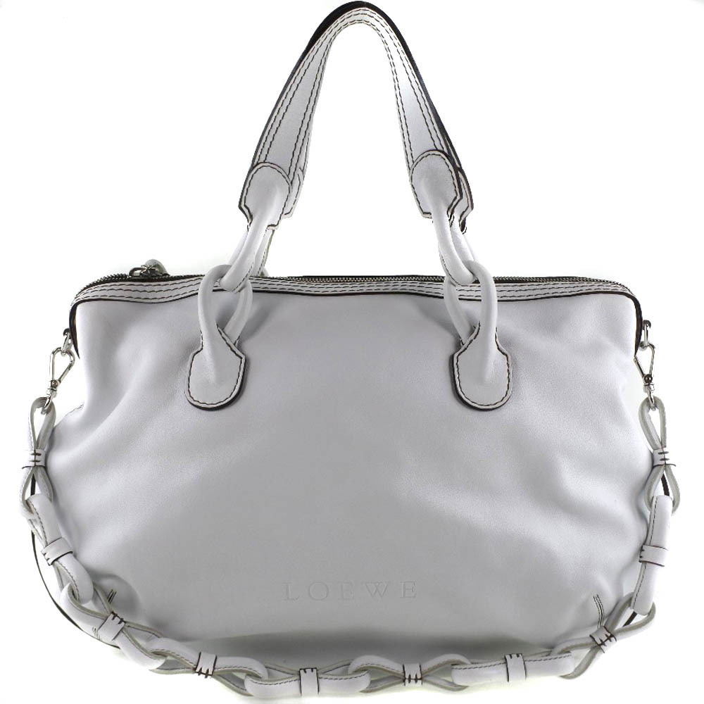 LOEWE ロエベ 2WAYバック ショルダーバッグ カーフ 白 レディース【55150411】中古_画像1