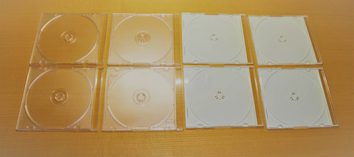 【中古品】CDスリムケース 8枚　（クリア4枚＋ホワイト4枚）　※ケースのみ_画像1