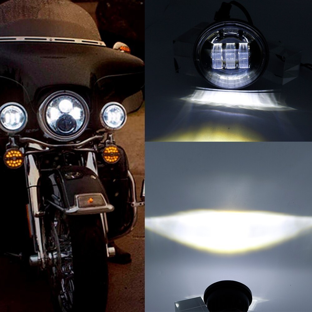 LEDフォグランプ補助灯4.5インチハウジングセットツーリングハーレーflhストリートグライドトライククロームの画像6