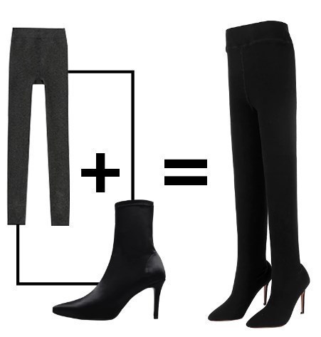  fly knitted sexy leggings boots abroad brand WETKISS stretch spoiler ngsok boots 2in1 10cm heel stylish 