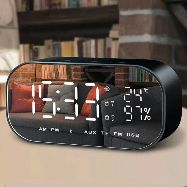  wireless Bluetooth speaker model S2 LED alarm clock Bluetooth TF card FM radio music player 