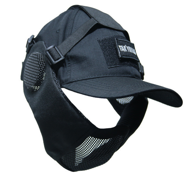 TAK YYYING Airsoftのペイントボールのマスクの耳の保護が付いている戦術的な折り畳み式の網のマスク　迷彩グリーン_画像4