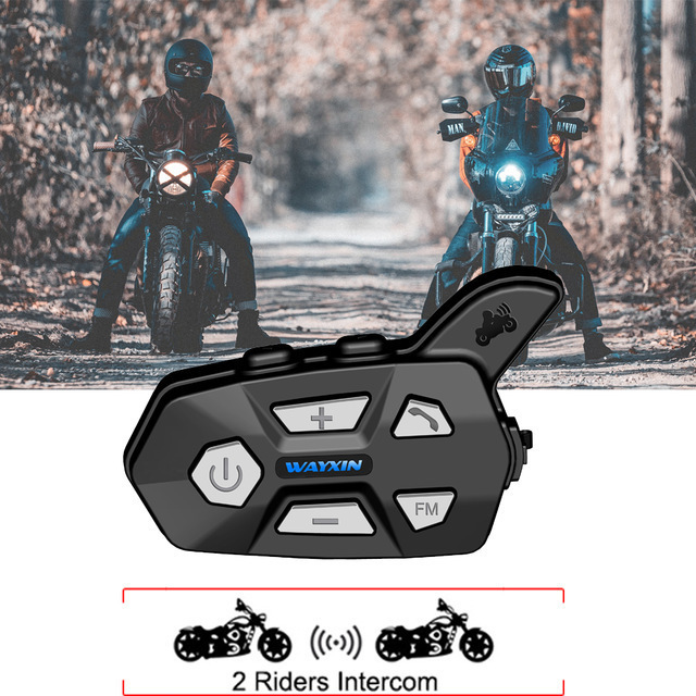  bike in cam 2 piece WAYXIN R9 1500 M waterproof Bluetooth 4 rider helmet intercom universal pairing M headset 