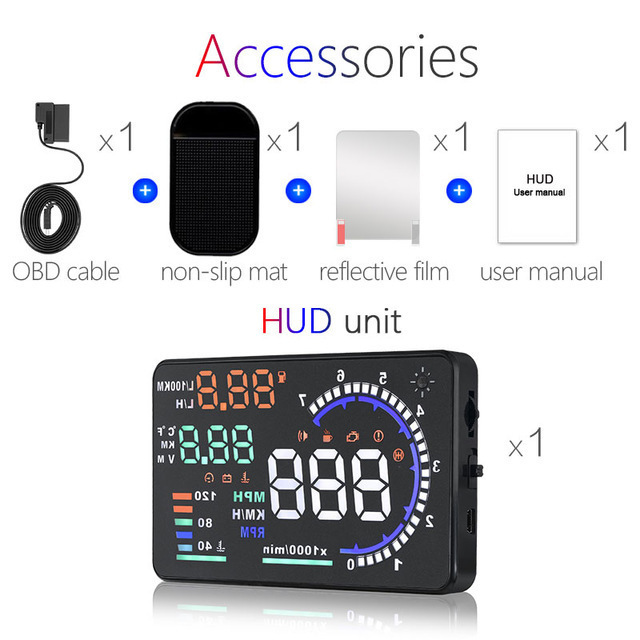 OBD2 HUD 車ヘッドアップディスプレイ 5.5 Led ウインドプロジェクター OBD スキャナ速度燃料警告アラーム_画像2