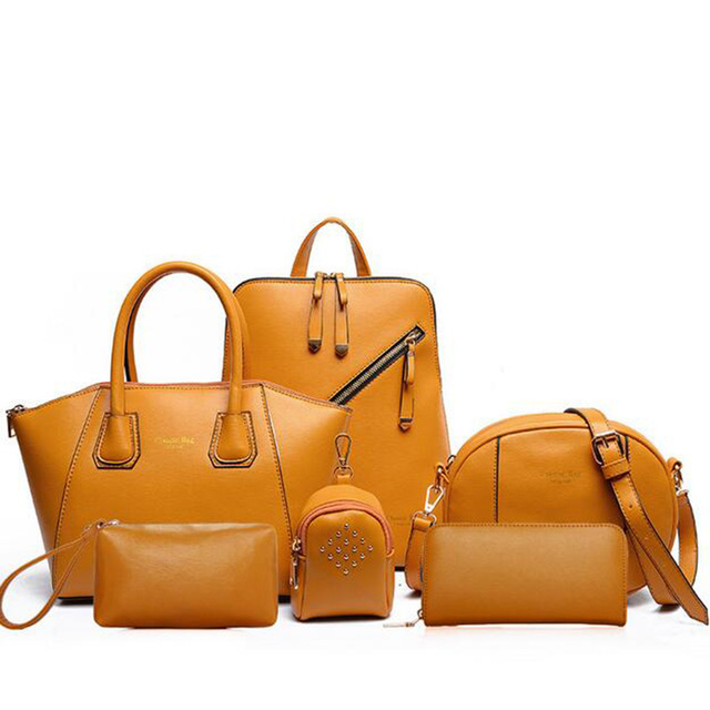 レディーストートバッグ ６点セット 女性用鞄 PU レザーバッグ かばん リュック ショルダー 財布 ウエストバッグ