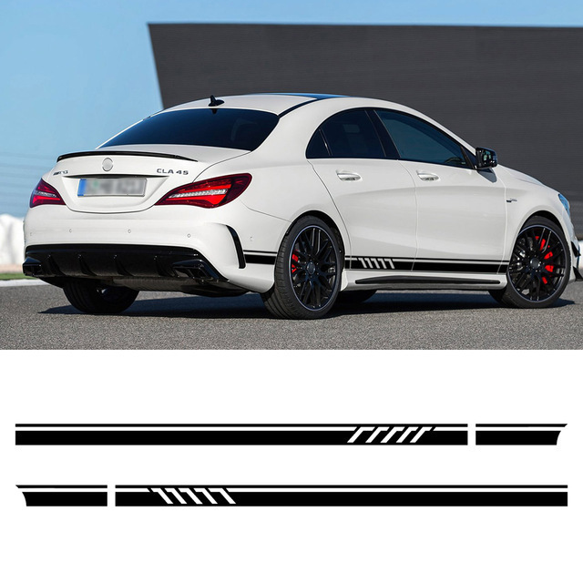 メルセデスベンツ サイド スカート ステッカー セット スポーティー ストライプ デカール W117 C117 X117 W176 CLA45 CLA200 CLA Class AMG_画像6