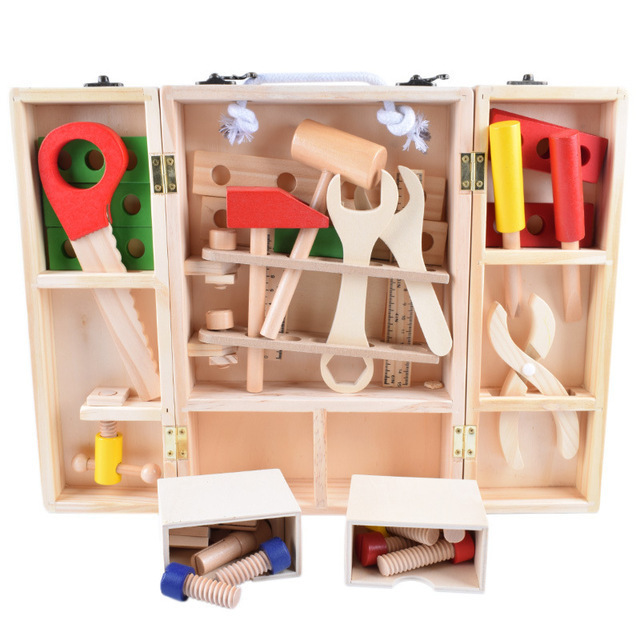  wooden toy / tool set / tool set / tree / toy / intellectual training toy / saw / ton kachi/ baby / Kids / large ./ baby / colorful 