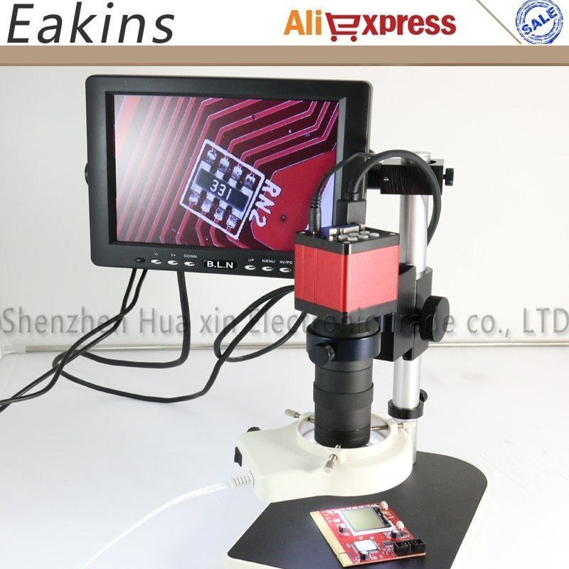  video micro scope -13 megapixel industry microscope camera + 130X lens + LED light + stand holder + LCD monitor 