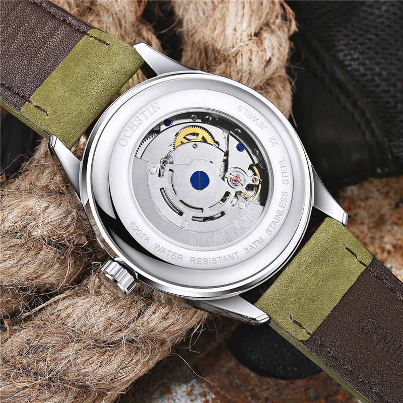 腕時計 メンズ OCHSTIN 高級海外ブランド 本革 レザー 機械式 ミリタリー 選べる4色 軍隊 ビジネス 自動巻き_画像6