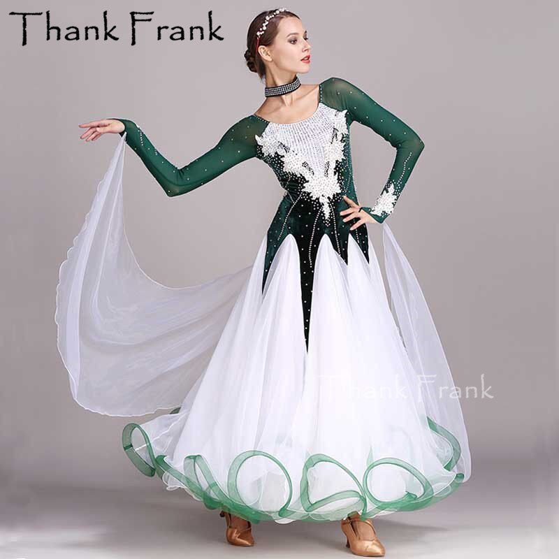 5色選択可能 ラインストーン 社交ダンス 競技ドレス 標準ドレス モダン ワルツ 発光衣装 高品質
