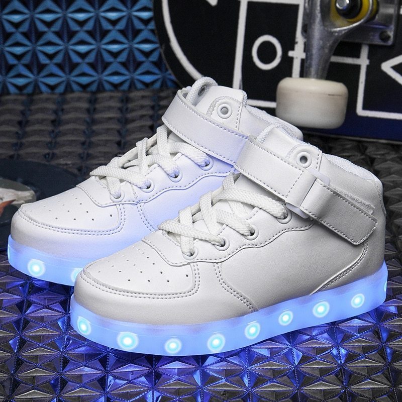  child led usb charge shines sneakers child hook loop fashion luminescence shoes for girl man man woman skates 