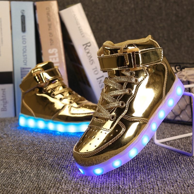  child led usb charge shines sneakers child hook loop fashion luminescence shoes for girl man man woman skates 