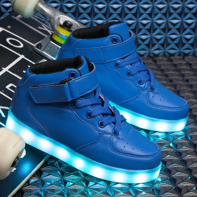  child led usb charge shines sneakers child hook loop fashion luminescence shoes for girl man man woman skates 