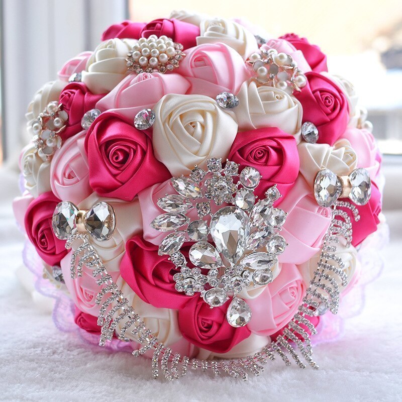  high class artificial flower bouquet bouquet diameter 23cm bride wedding bouquet gorgeous rhinestone crystal 