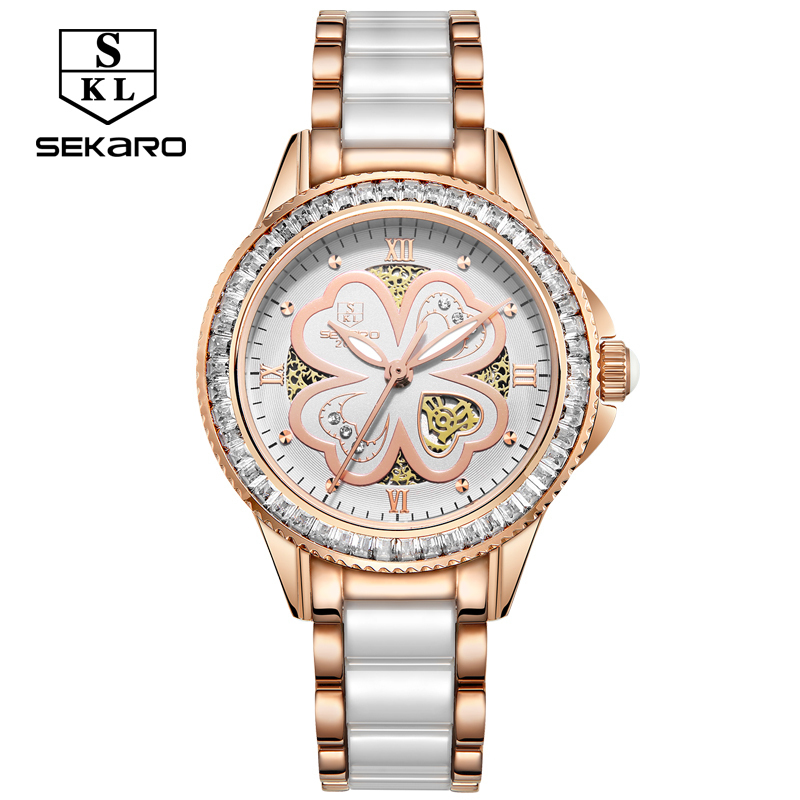 SEKARO 女性 セラミック ストーン クォーツ サファイアクリスタル 時計 Relogio　人気デザイン