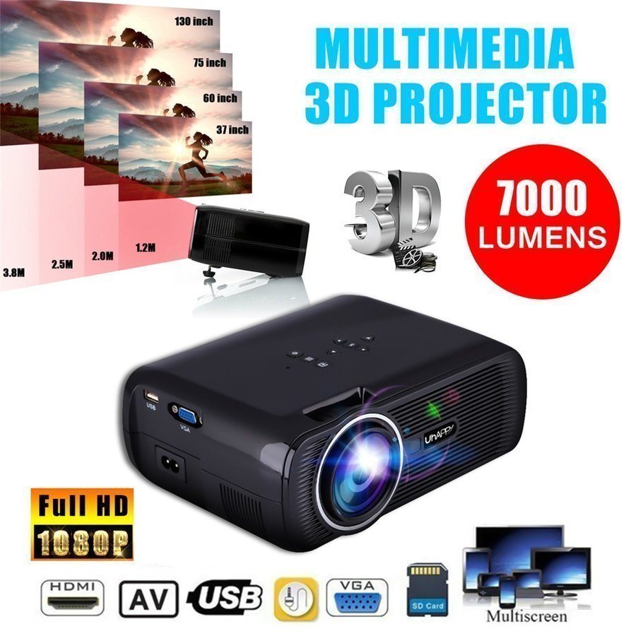 7000LM 1080P портативный LED 3D проектор Multimedia Home Office эффект живого звука sinemaUSB HD