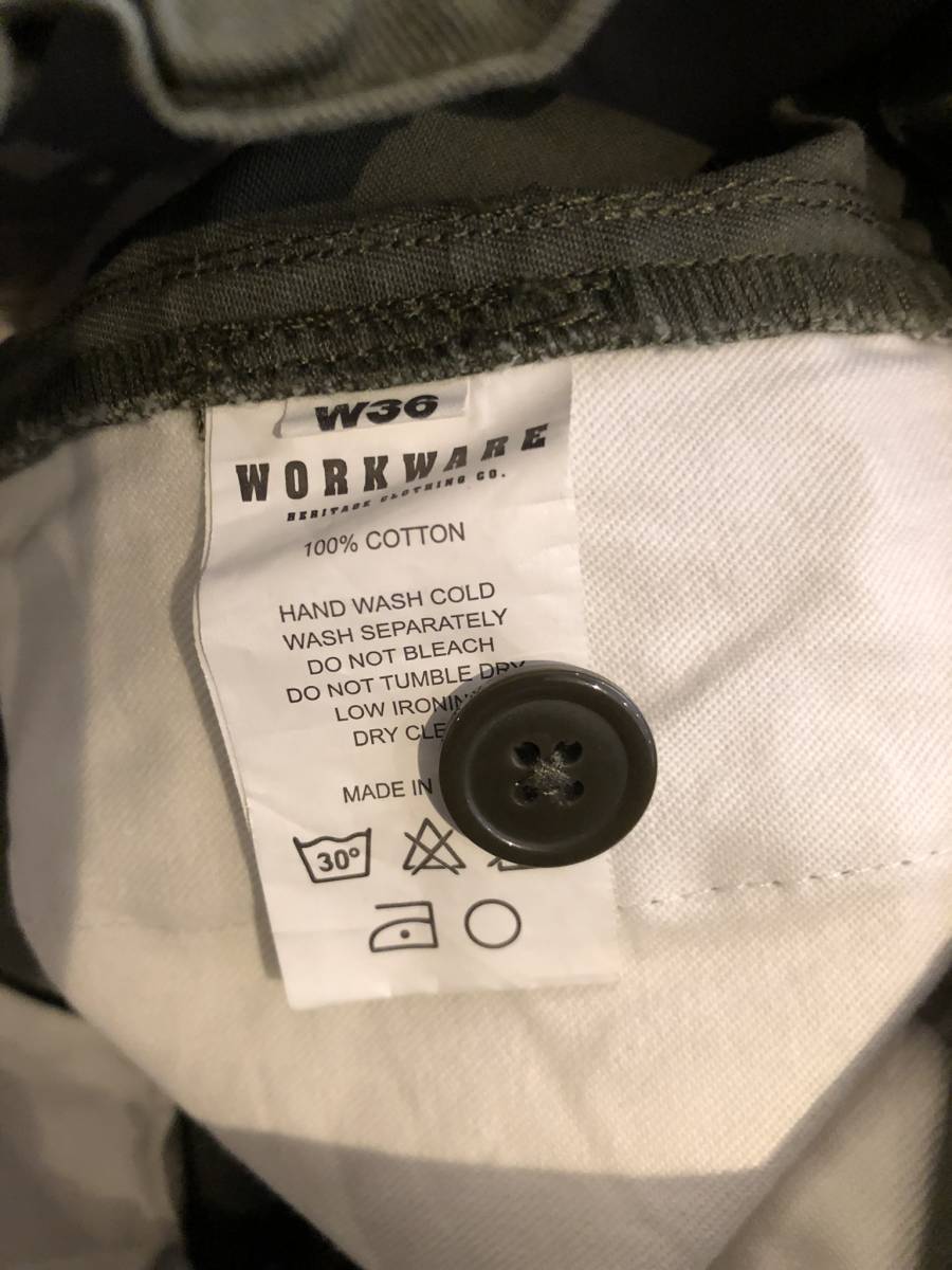 新品未使用 定価2.8万 WORKWARE HC BRITISH ARMY PANTS #479 - GREEN 緑 W36 XL イギリス軍 チノパンツ アーミーパンツ ワークウェア_画像8