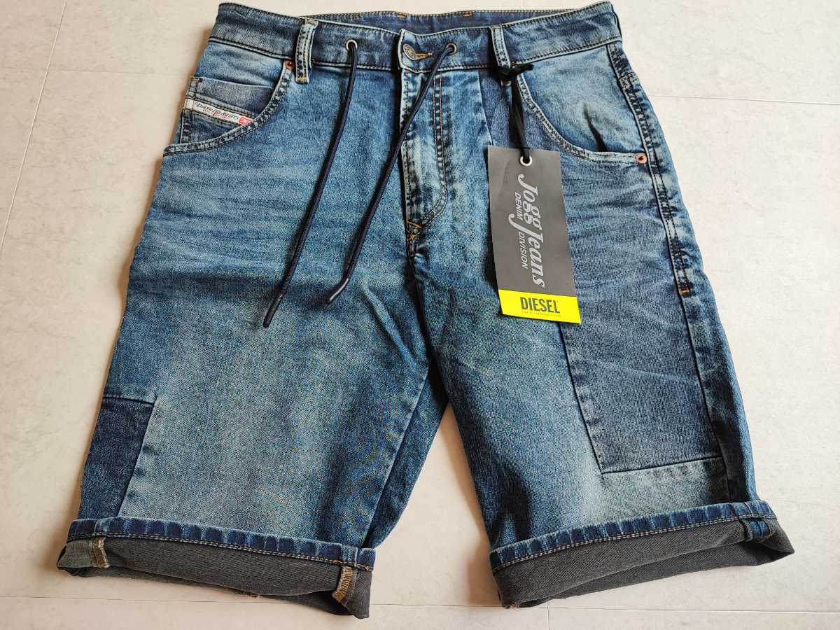 極美品 Ｗ２８ 新作 DIESEL ディーゼル デニム パッチワーク ジーンズ ショートパンツ ハーフパンツ JOGG ジョグ D-KROOSHORT  JOGG 069TX