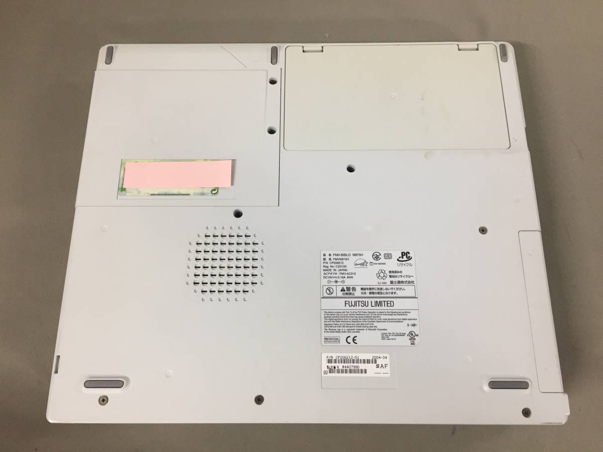 ●FUJITSU FMV-BIBLO NB75H 15型 ノートPC FMVNB75HT Pentium M/1.60GHz/メモリ256MB 富士通 ノートパソコン　【22/0621/06_画像9