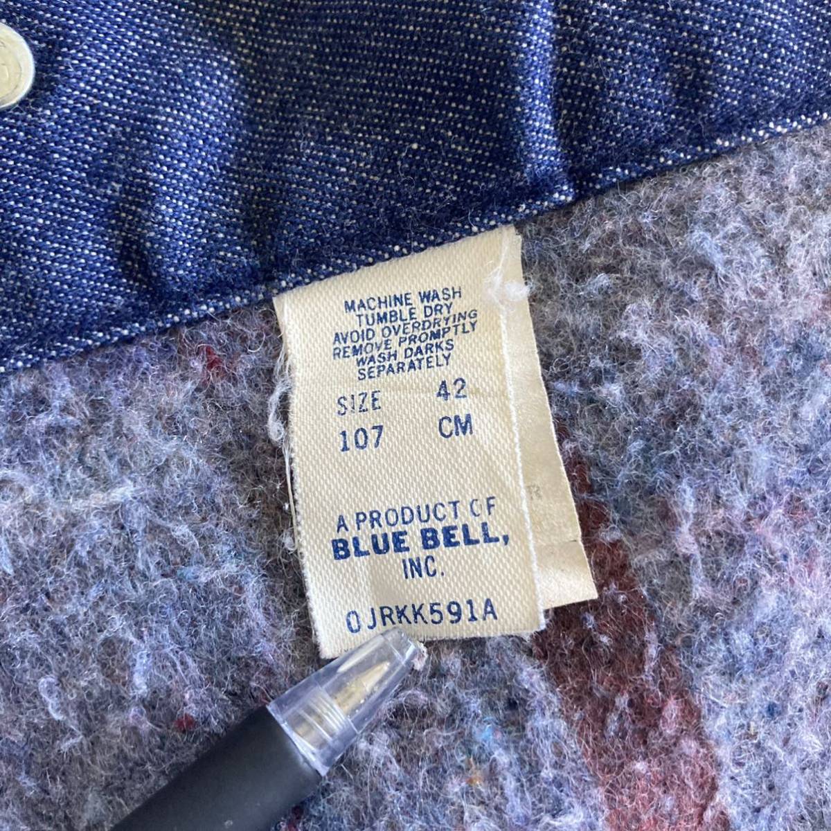 60's VINTAGE BLUE BELL 裏地ブランケット デニム カバーオール ジャケット 42 美品 ほぼデッドストック