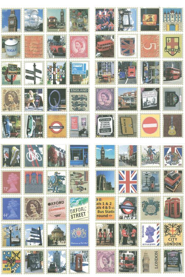 切手型シール　イギリス　★コラージュ、ラッピングに