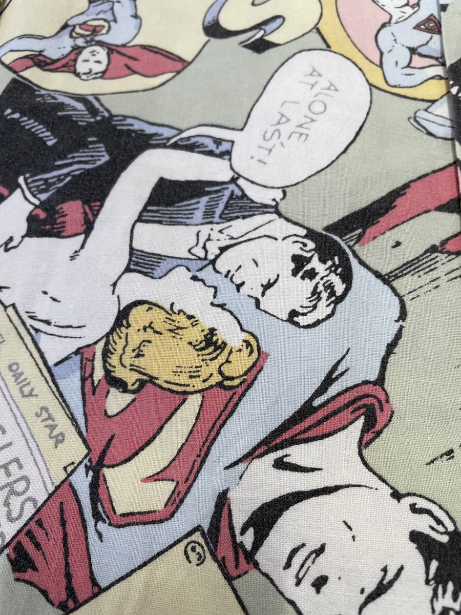 希少！美品！USA購入！80s 90s アメコミシャツ DC SUPERMAN 漫画 コミック スーパーマン 総柄 大きいサイズ(L)T_画像6