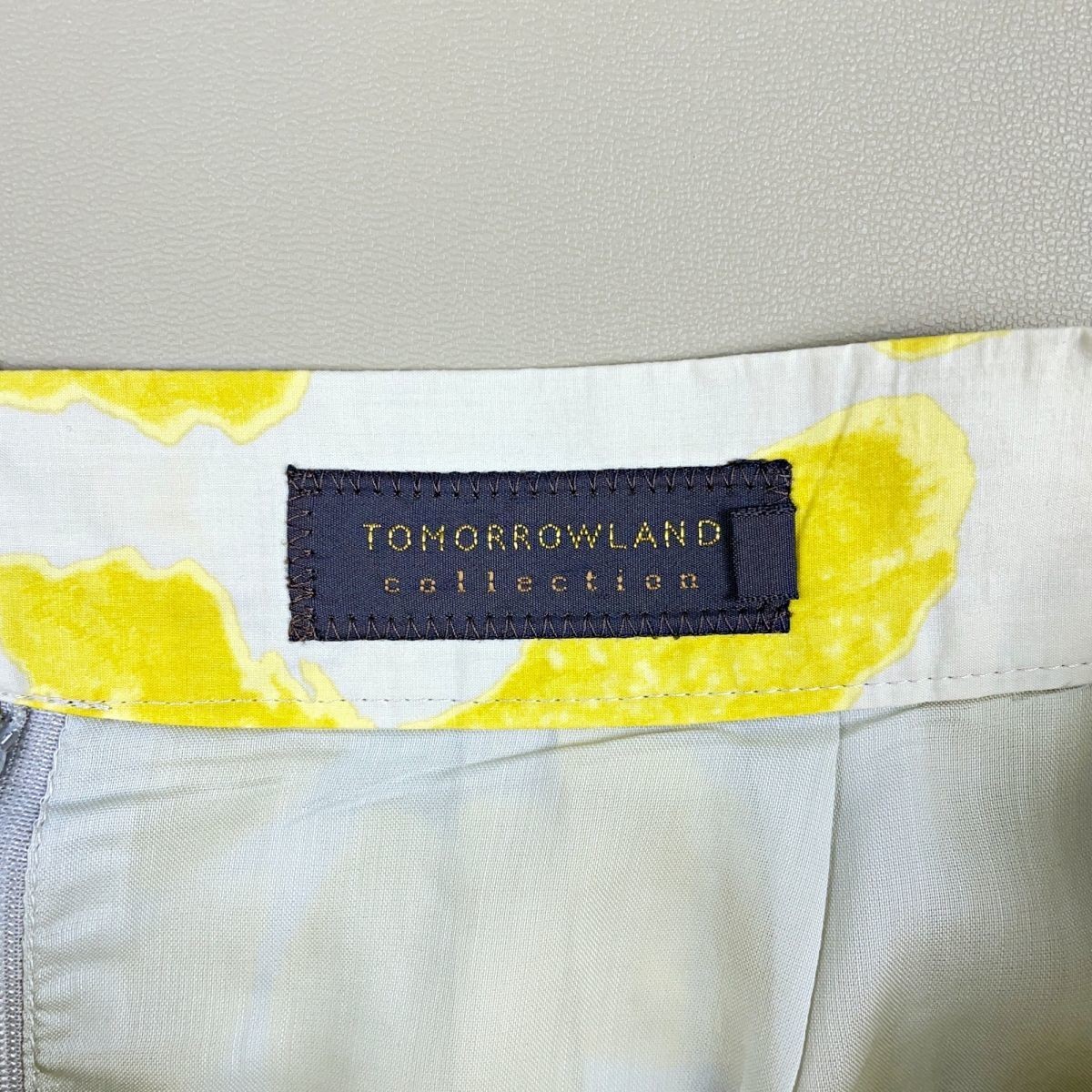 TOMORROWLAND トゥモローランド プリーツ フレアスカート ひざ丈 黄色 イエロー サイズ36*WA1649_画像5