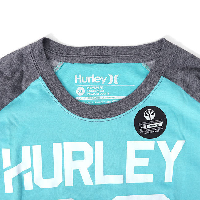 アウトレット品 Hurley ハーレー ナンバリングロゴ ラグランTシャツ MTS0008510 XL 青 灰 長袖Tシャツ メンズ_画像3