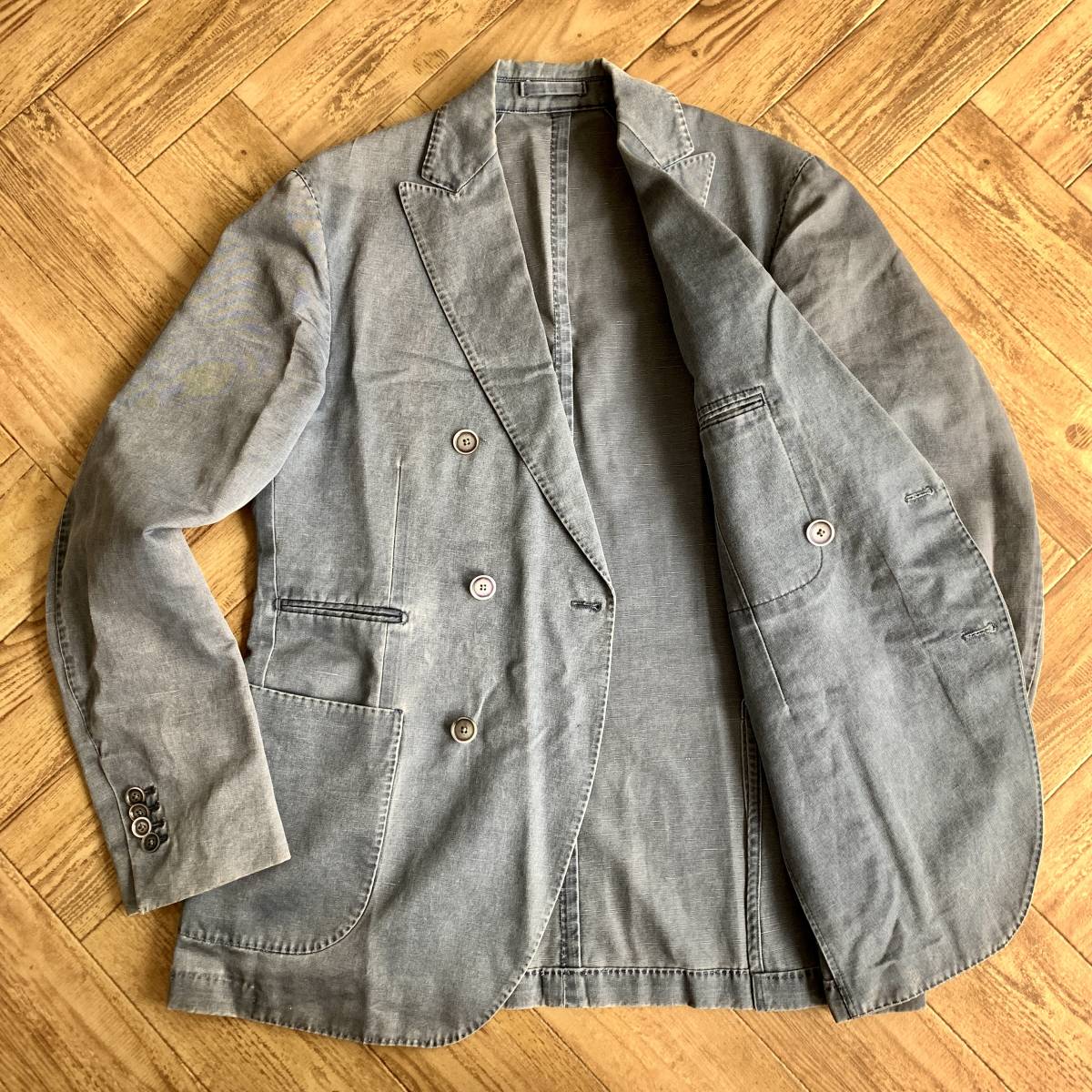 D21『ラルディーニ LARDINI』デニム ダブルブレスト サマー テーラード