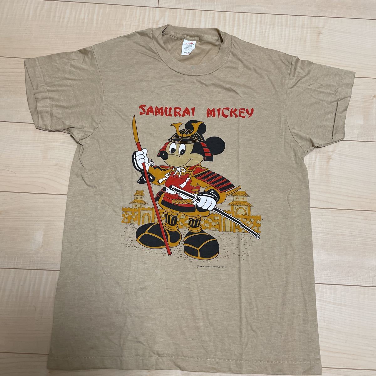 未使用　デッドストック　ビンテージ　Tシャツ　ミッキー　サムライ　侍　 80s 80年代　ディズニー_画像1