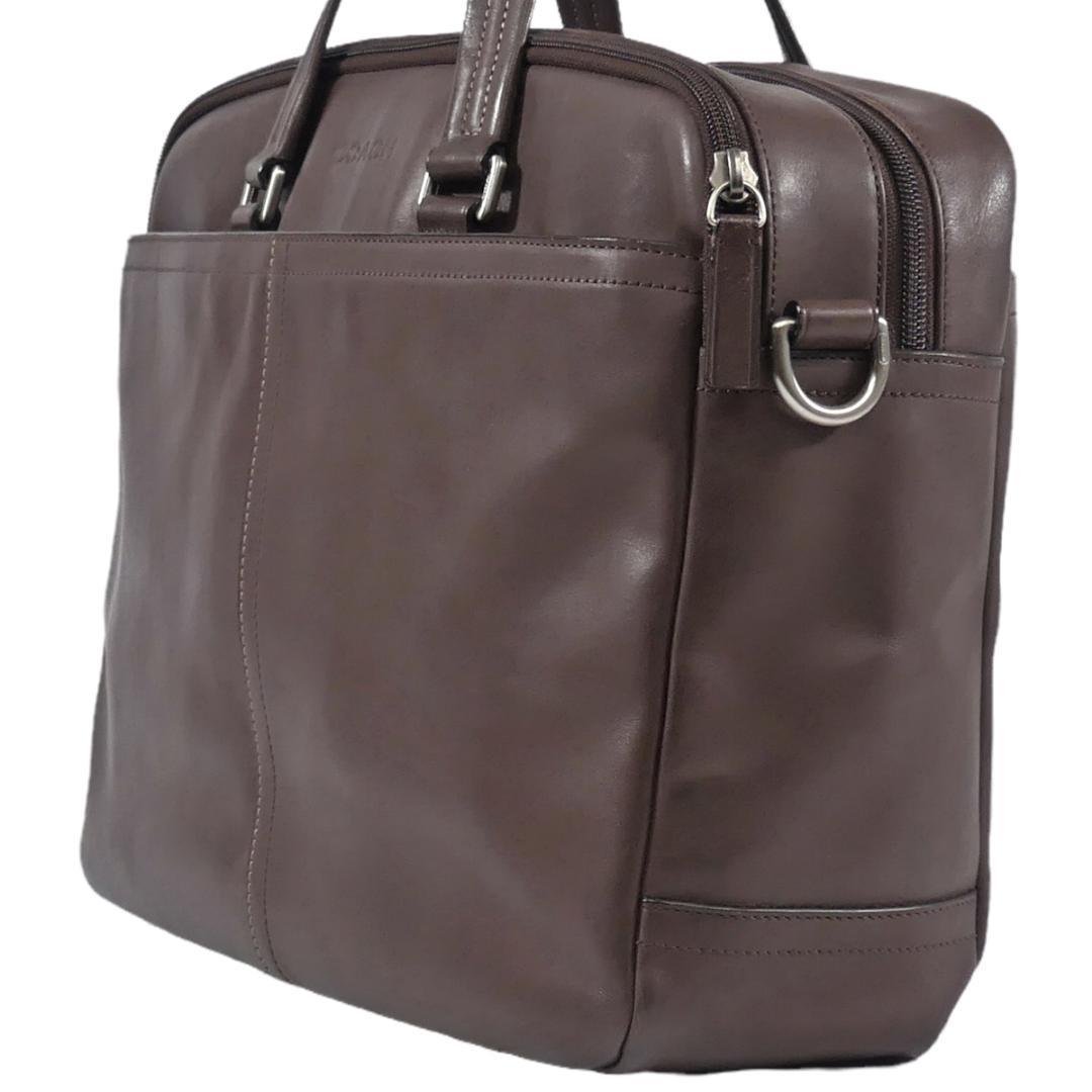 即決☆COACH☆オールレザービジネスバッグ コーチ メンズ 茶