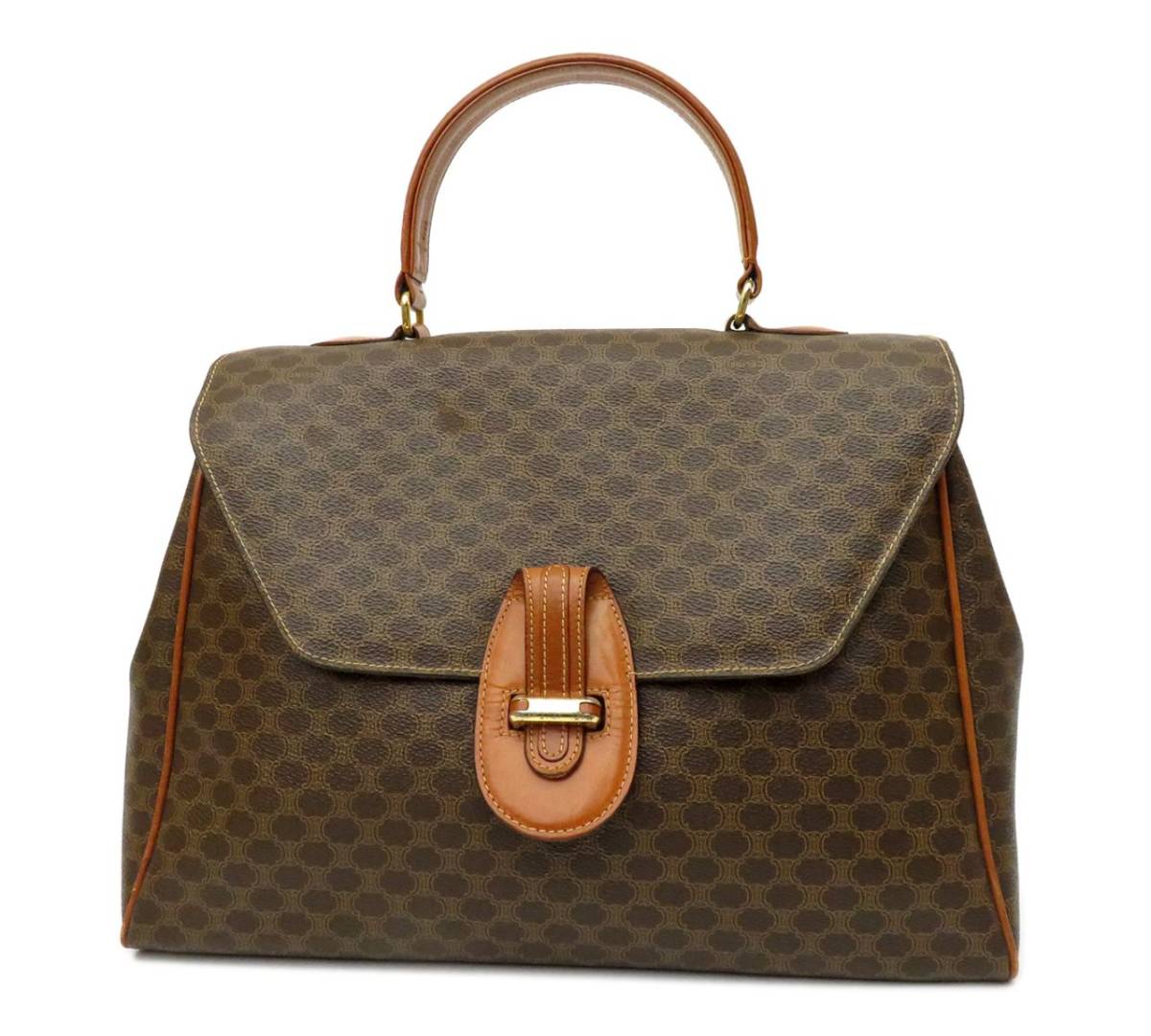 5956 CELINE セリーヌ マカダム柄 フラップ PVC×レザー トートバッグ
