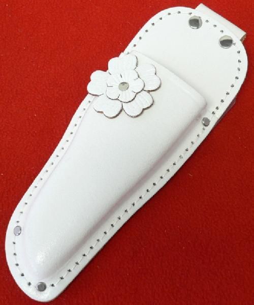 273円 日本メーカー新品 花付 本牛革 型押し剪定鋏ケース 小 白 LST-11