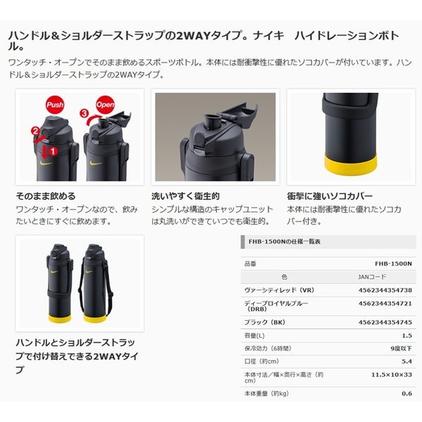 新品★サーモス ナイキ NIKE 水筒 ハイドレーションボトル 容量1.5L FHB-1500N-CHL_画像3