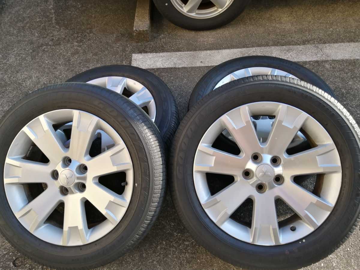 三菱 デリカD5純正 18x7J 5穴 PCD114.3 ET+38 ハブ径67㎜ アルミホイール 純正アルミ グッドイヤー EAGLE LS2 225/55R18_画像1