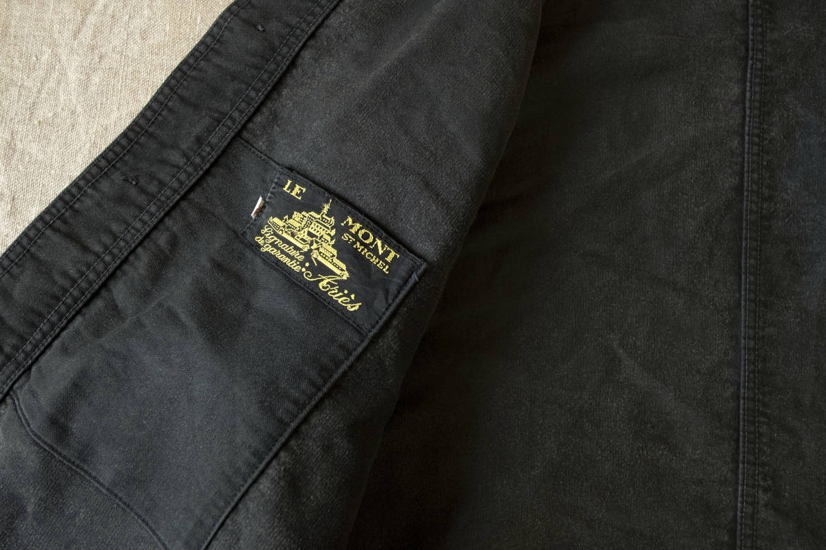 60s LE MONT ST MICHEL BLACK MOLESKIN FRENCH WORK JACKET モンサン