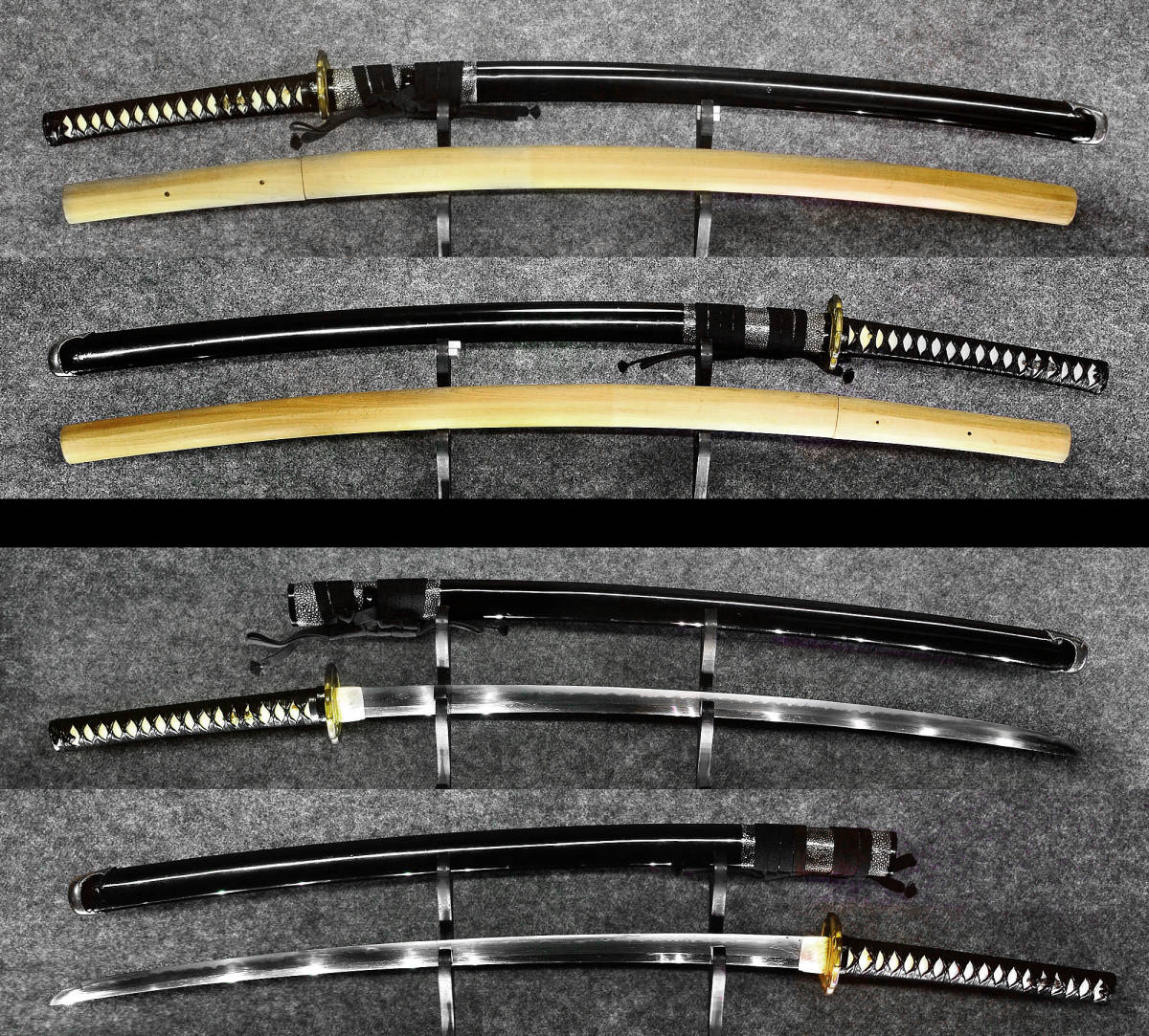 拵、白鞘付きの超剛刀 刃長75.6cm 元幅34mm 元重9mm 反り22mm 先幅21mm先重6mm 刀身重880g 鞘払い1280g