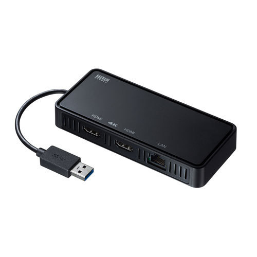 サンワサプライ USB3.1-HDMIディスプレイアダプタ(4K対応・ 2出力・LAN-ポート付き) USB-CVU3HD3(l-4969887594117)