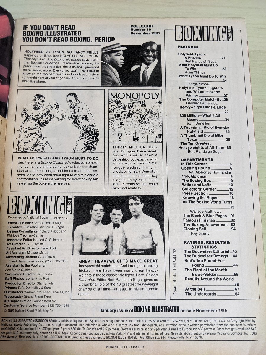 ボクシング イラストレーテッド/BOXING ILLUSTRATED 1991 マイク・タイソン/イベンダー・ホリフィールド/海外誌/洋書/格闘技雑誌/B3216556_画像2