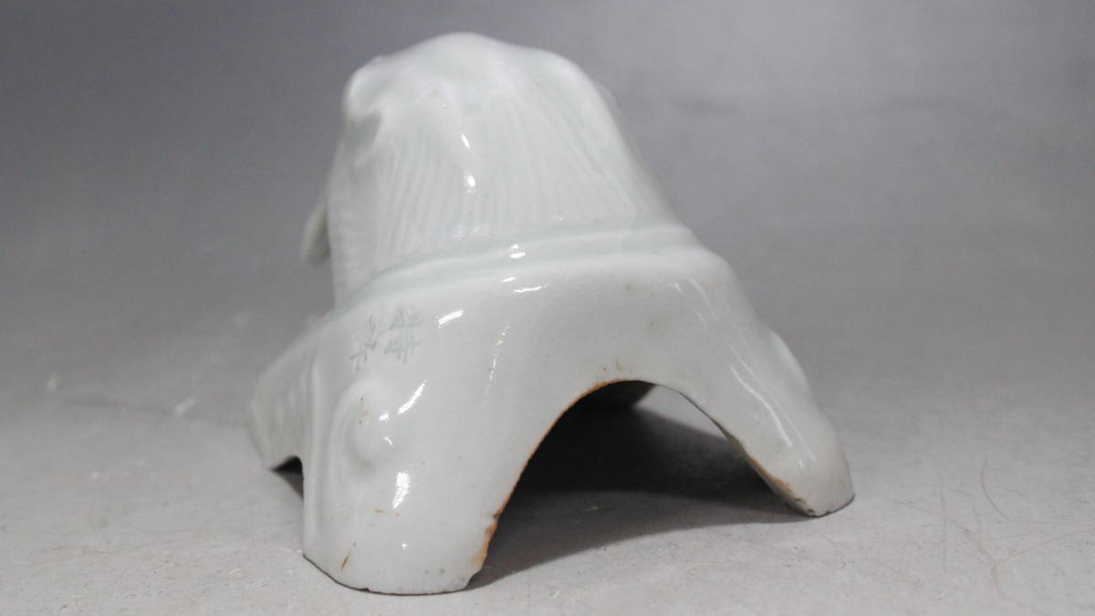 文明館】陶磁器 意匠 虎 獅子 取手 (約125g) 取り付け 時代物 よ27 ราย