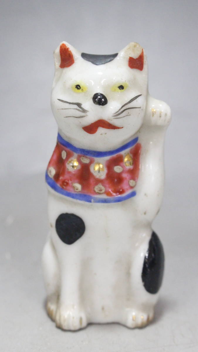 文明館】招き猫 瀬戸人形 (約37g) 陶磁器 時代物 郷土人形 文明館】招き猫 瀬戸人形 (約37g) 陶磁器 時代物 郷土人形