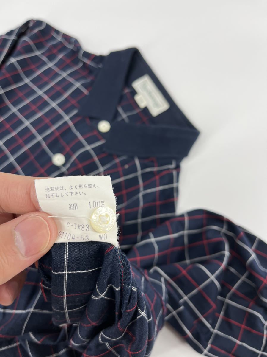 希少/ヴィンテージ/Burberry's /チェック 長袖 ポロシャツ /L /ネイビー /バーバリーズ/長袖シャツ LONDON ロンドン ビッグシルエット_画像8