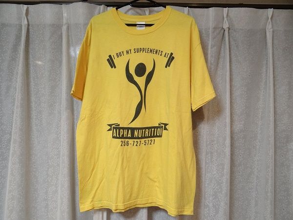 非売品 ALPHA NUTRITION スポーツクラブ サプリメント アメリカ企業 トレーニング ウエイトリフティング ボディビル Tシャツ Lサイズ_画像1