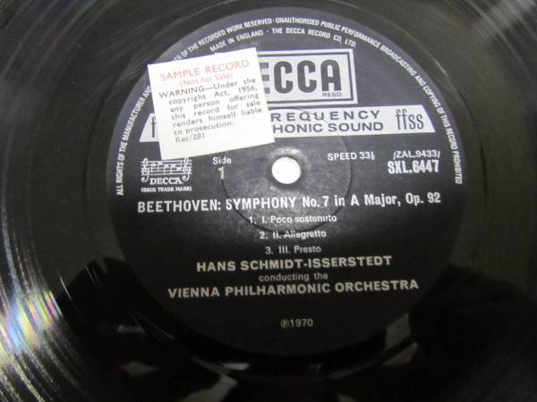 ベートーヴェン 交響曲第7番 英DECCA SXL6447 イッセルシュテット ウィーン・フィル_画像3